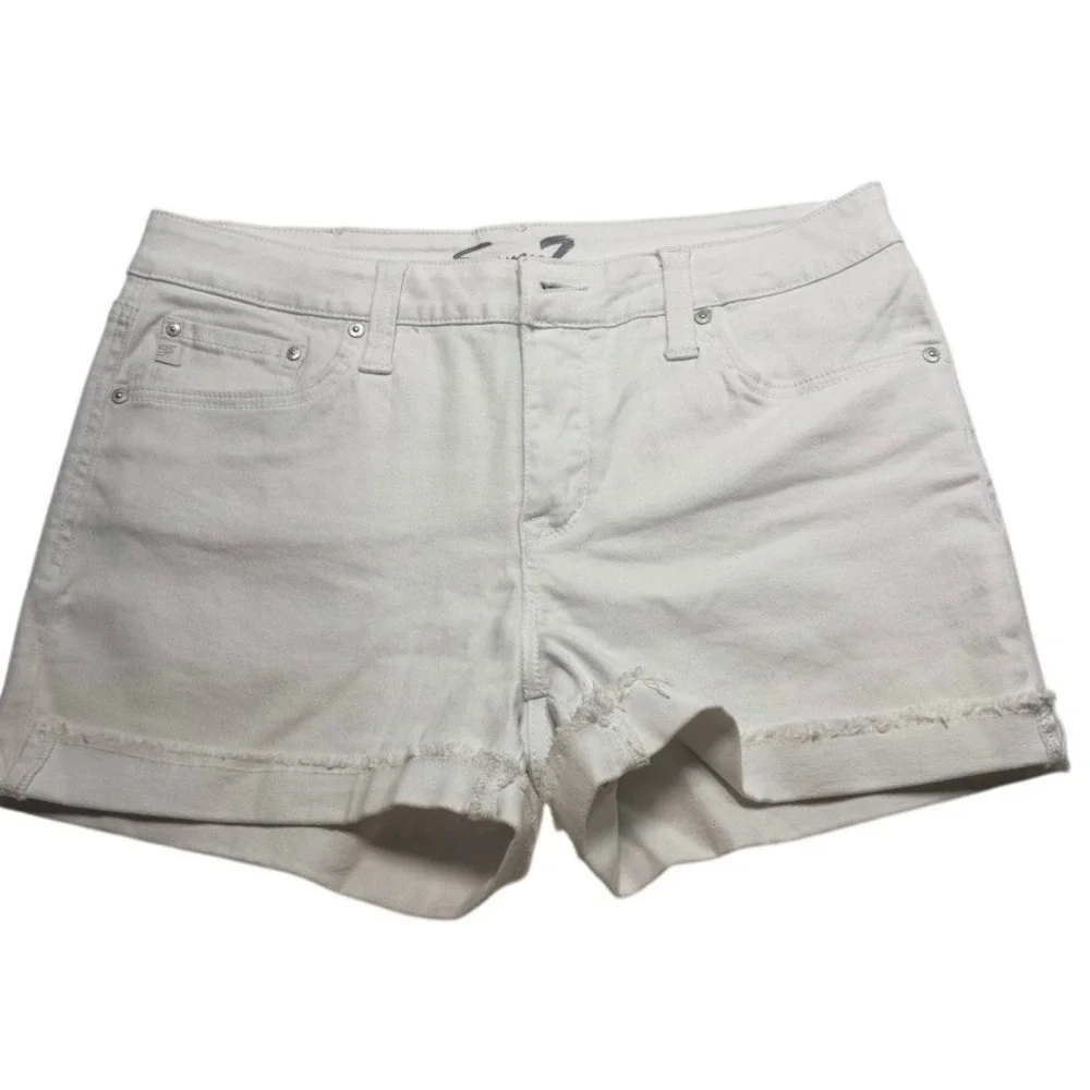 Seven7 White Denim‎ Weekend Shorts Raw Hem Coastal Summer Womens Size 8